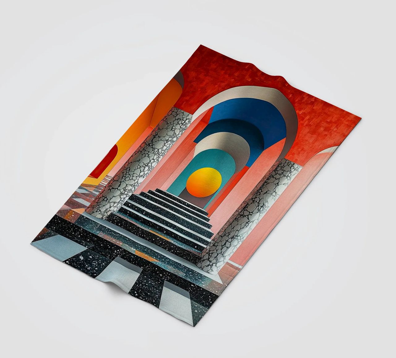 Surrealism Architecture Design Geometry fleece blanket by Nikis Art Studio