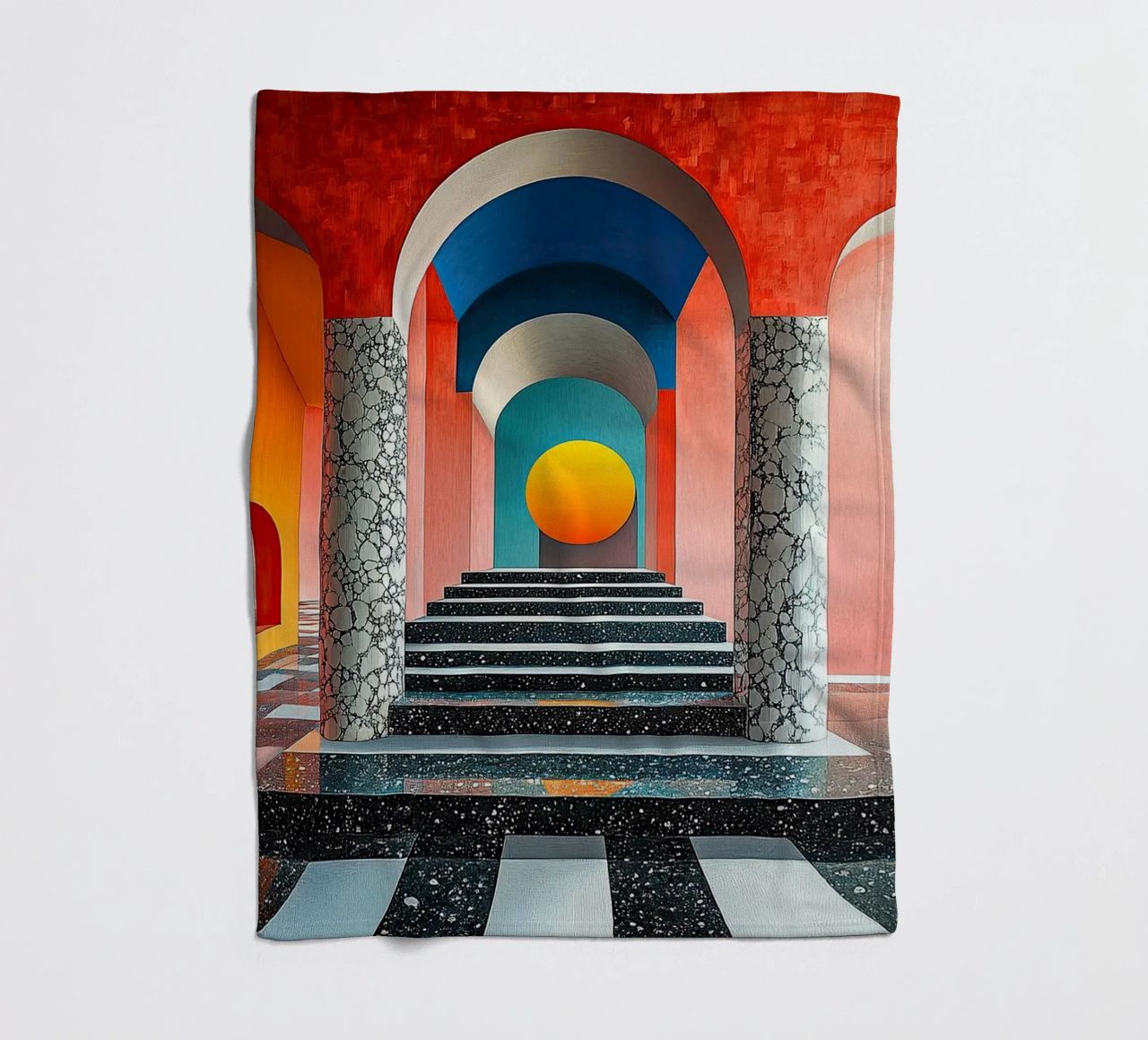 Surrealism Architecture Design Geometry fleece blanket by Nikis Art Studio