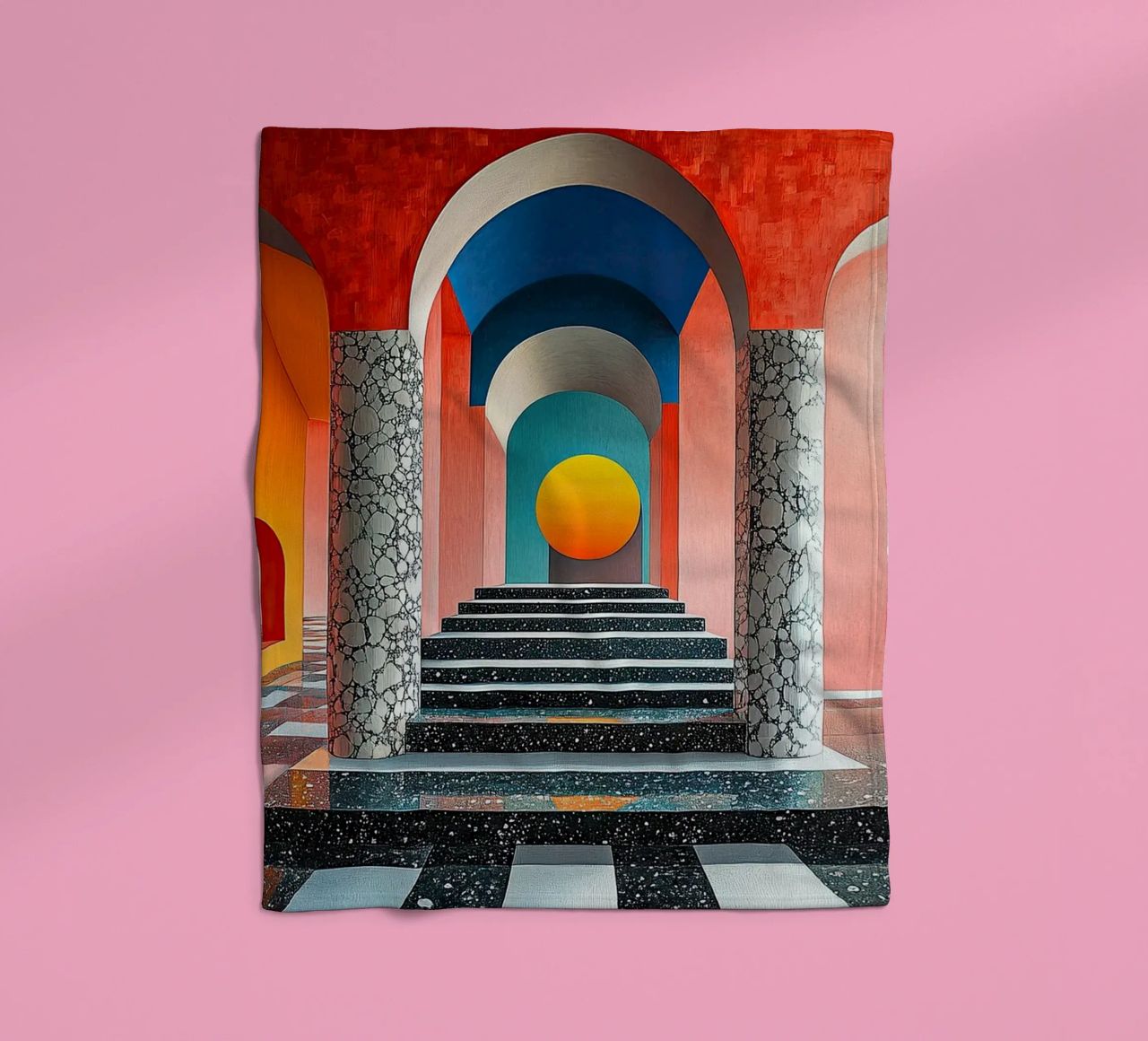 Surrealism Architecture Design Geometry fleece blanket by Nikis Art Studio
