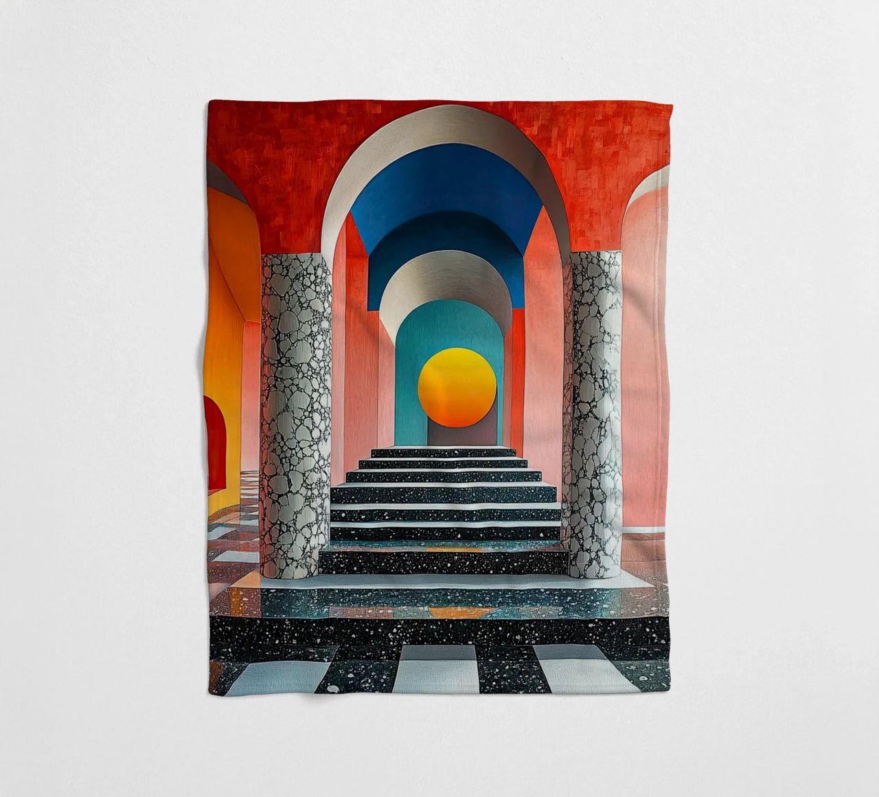 Surrealism Architecture Design Geometry fleece blanket by Nikis Art Studio