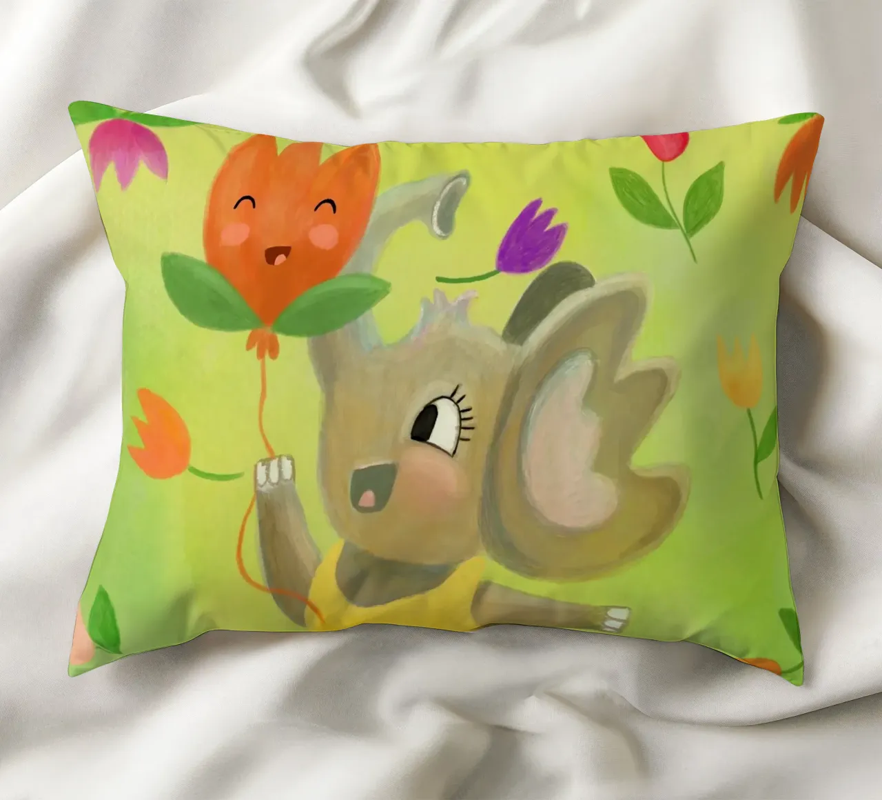 Fröhlicher Elefant - Spring Vibes cuscino da Honigbrombeere