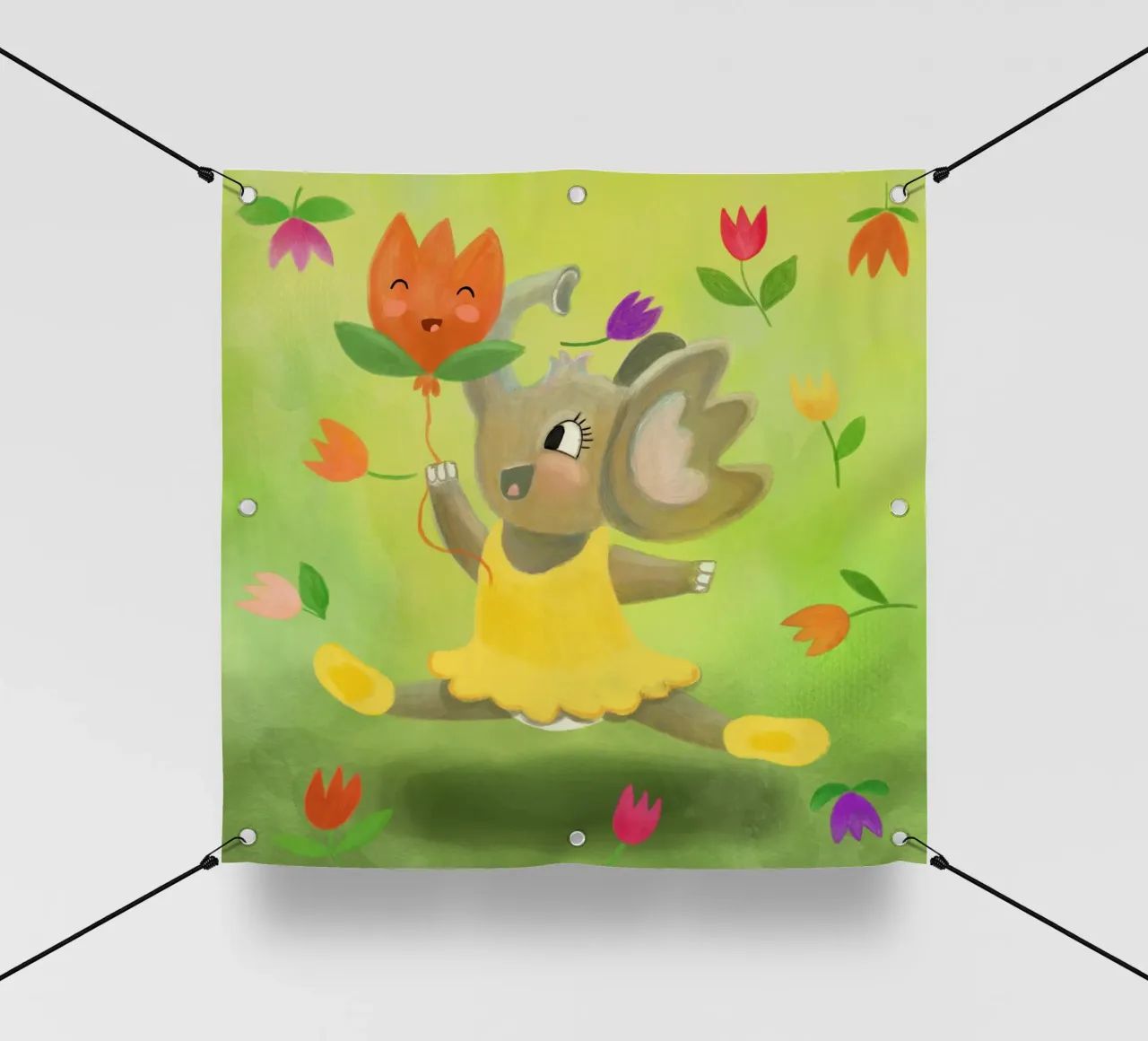 Fröhlicher Elefant - Spring Vibes telo in pvc da Honigbrombeere