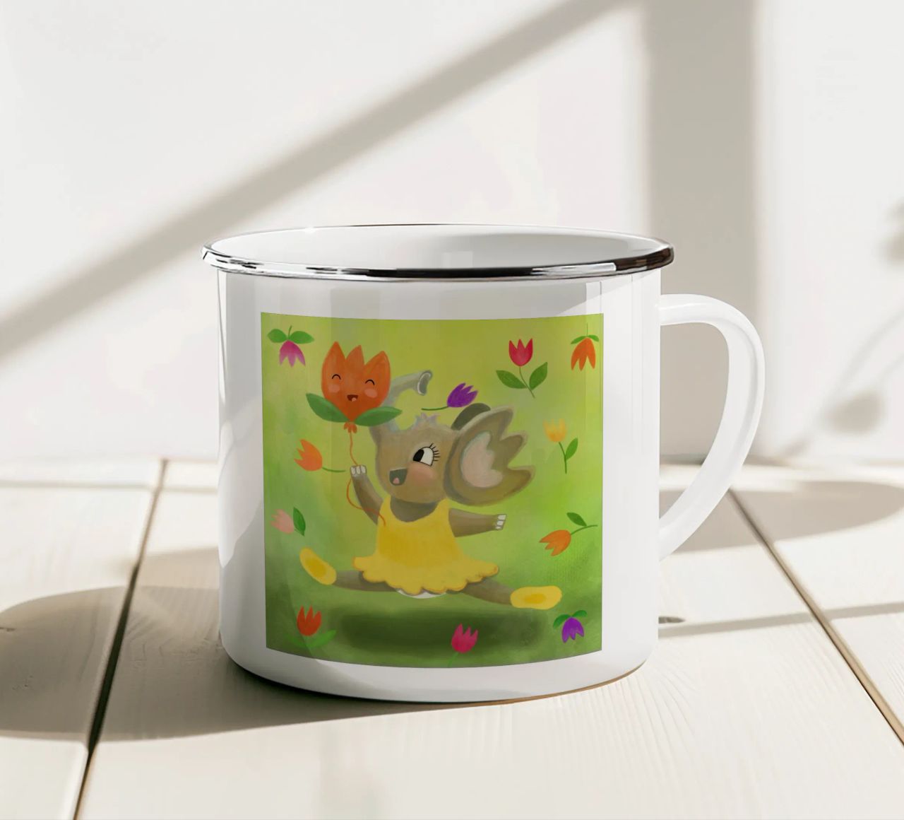 Fröhlicher Elefant - Spring Vibes tazza in smalto da Honigbrombeere