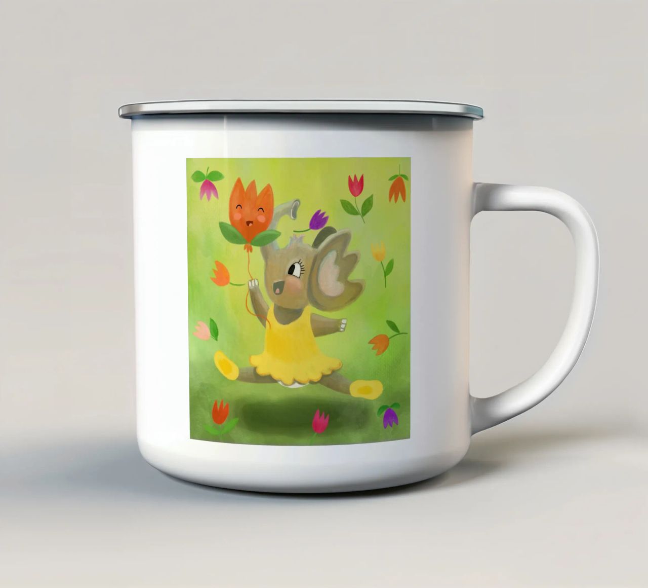 Fröhlicher Elefant - Spring Vibes tazza in smalto da Honigbrombeere