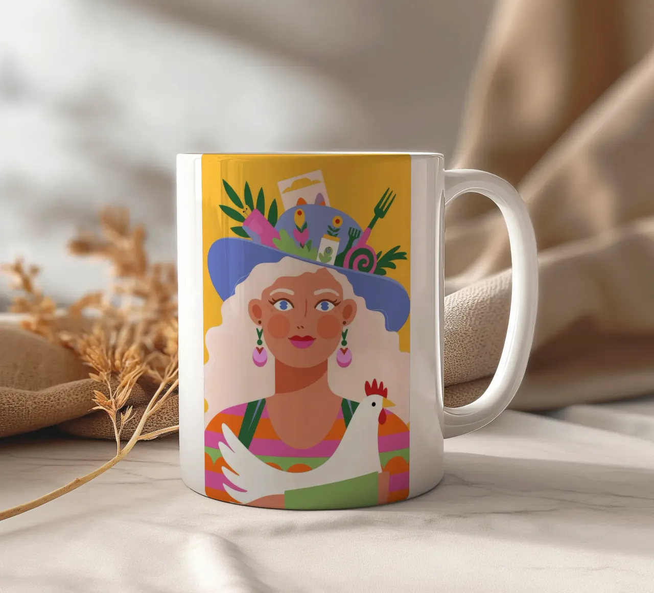 Farm Fresh Hat ceramic mug by Emery Kate