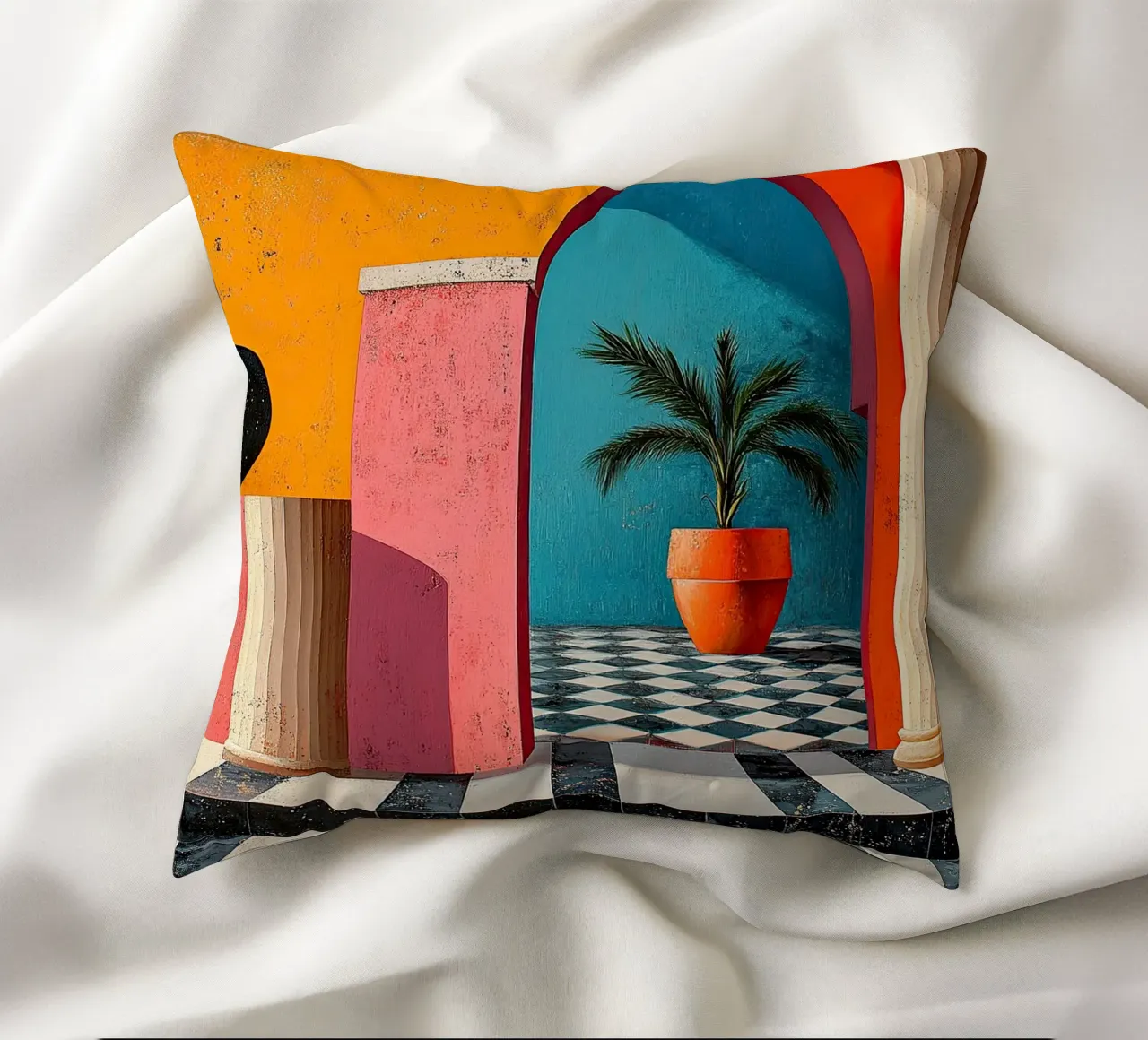 Surrealism Architecture Design Geometry decorative cushion by Nikis Art Studio