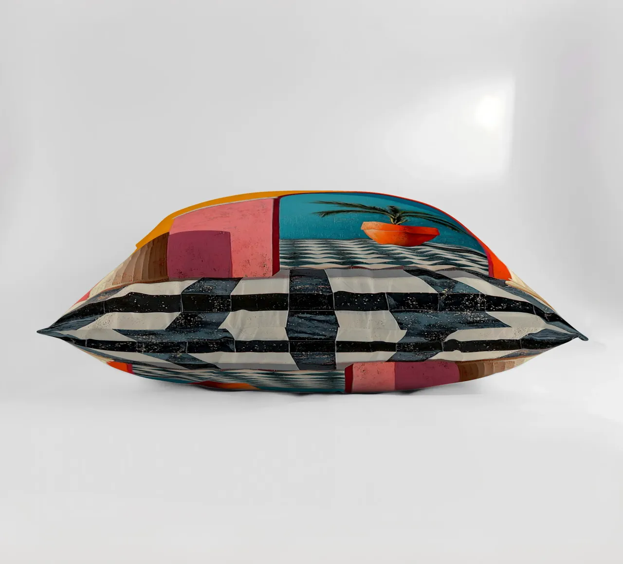 Surrealism Architecture Design Geometry decorative cushion by Nikis Art Studio