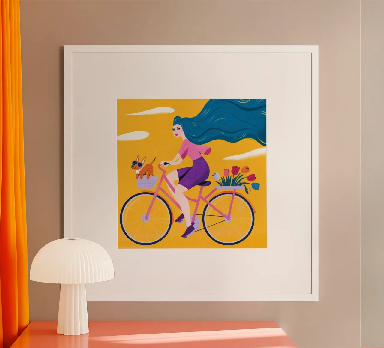Una gioiosa gita in bicicletta poster con telaio in legno da Emery Kate