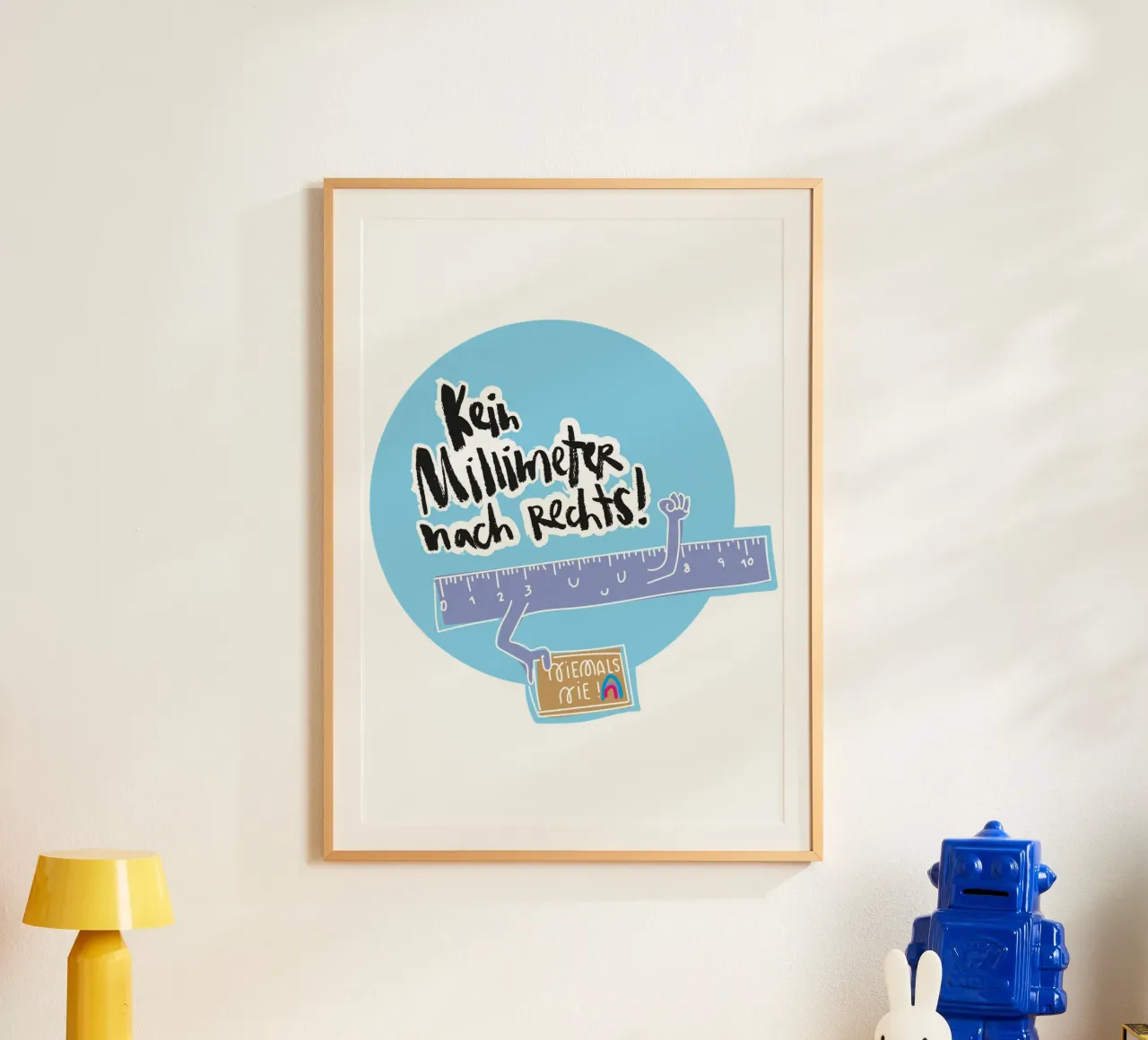 Kein Millimeter nach rechts poster con telaio in legno da Brushmeetspaper