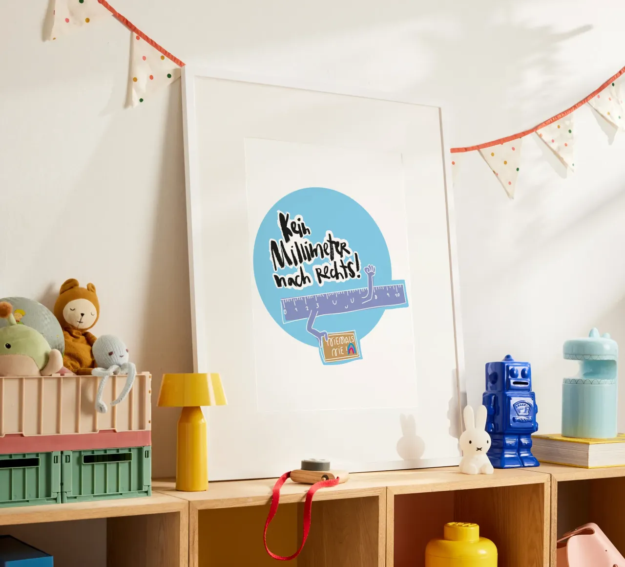 Kein Millimeter nach rechts poster con telaio in legno da Brushmeetspaper