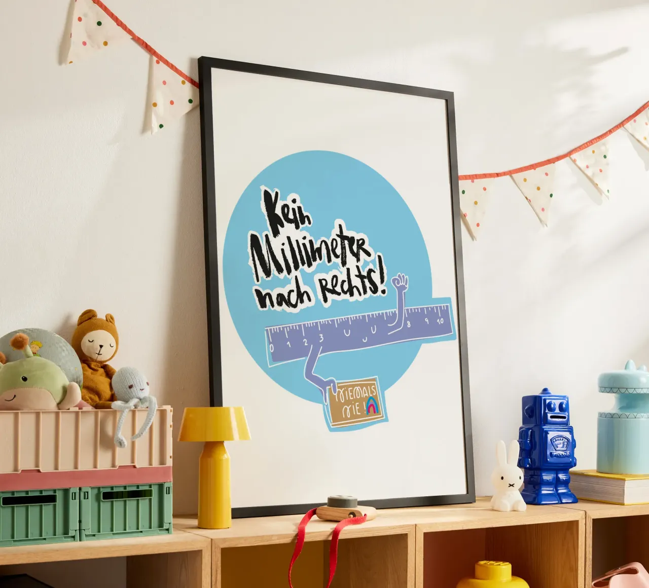 Kein Millimeter nach rechts poster con telaio in legno da Brushmeetspaper