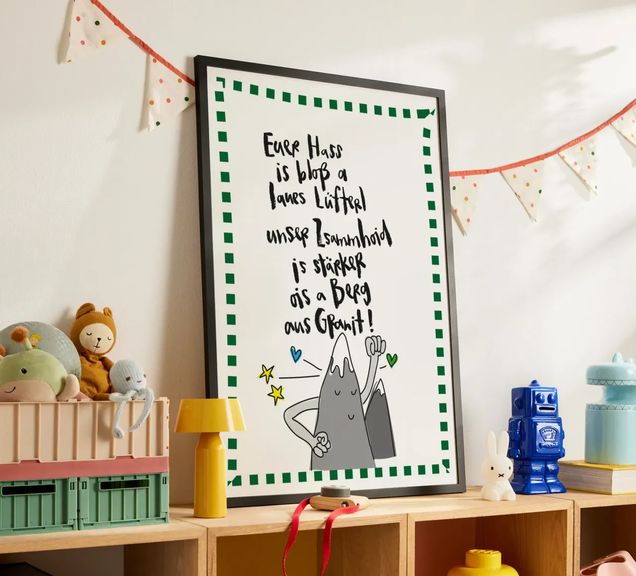 Empathischer Berg poster con telaio in alluminio da Brushmeetspaper