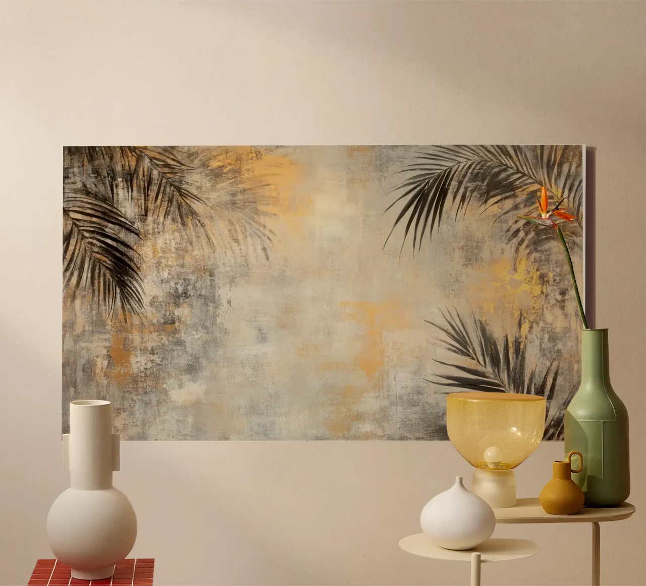 Elegant Palm Serenity canvas with Floater frame by Modern Muse