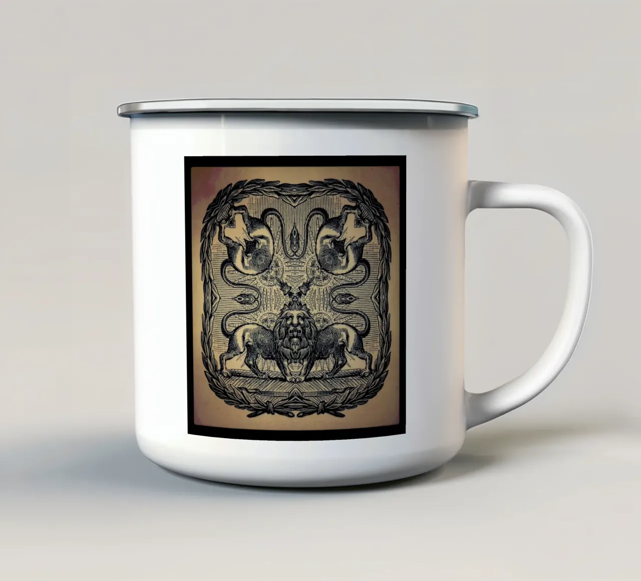 Creeping From Behind Emaille Tasse von Ballack Art House