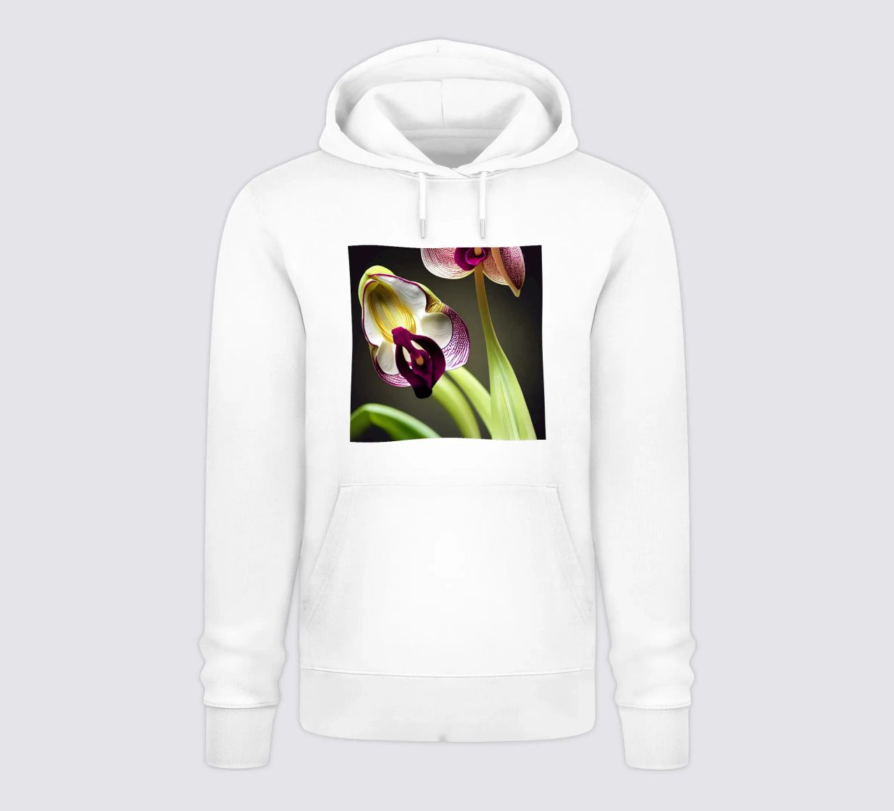 Macro fiore di orchidea Ladys Slipper felpa con cappuccio da Bold Blooms
