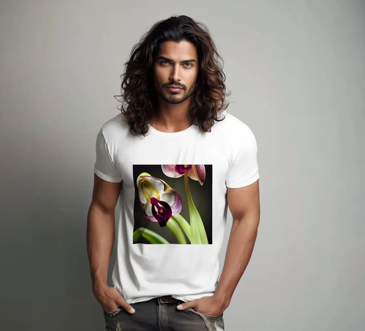 Fleur d'orchidée Macro Ladys Slipper t-shirt de Bold Blooms