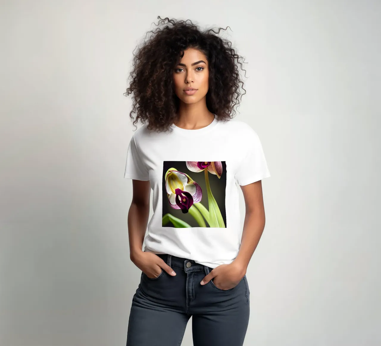 Makro Frauenschuh Orchidee Blume T-Shirt von Bold Blooms