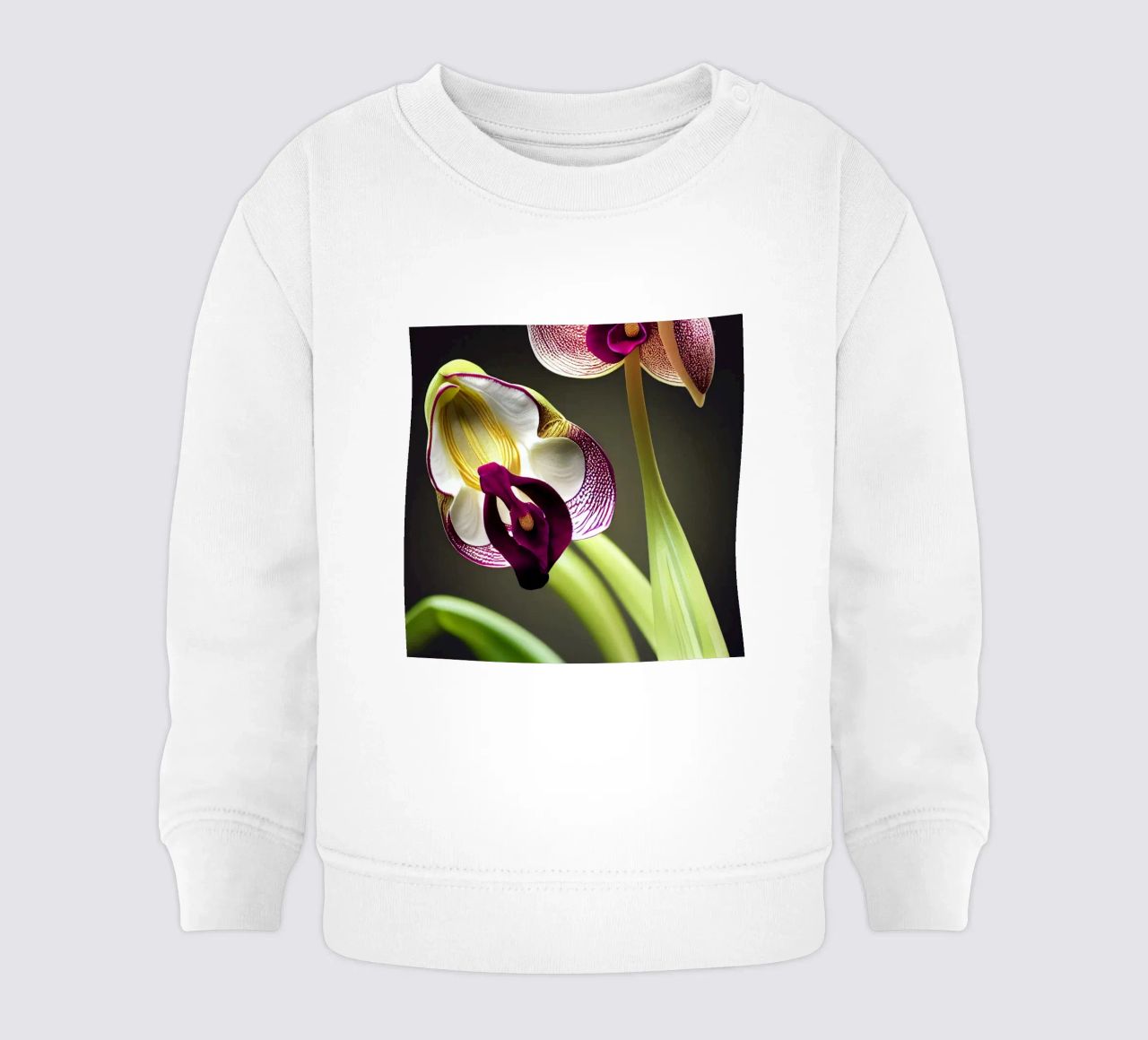 Macro fiore di orchidea Ladys Slipper felpa neonato da Bold Blooms