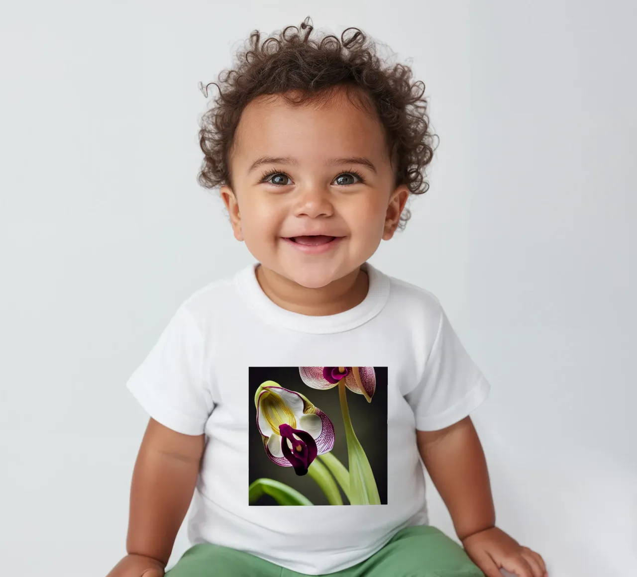 Macro pantoffel orchidee bloem baby t-shirt van Bold Blooms