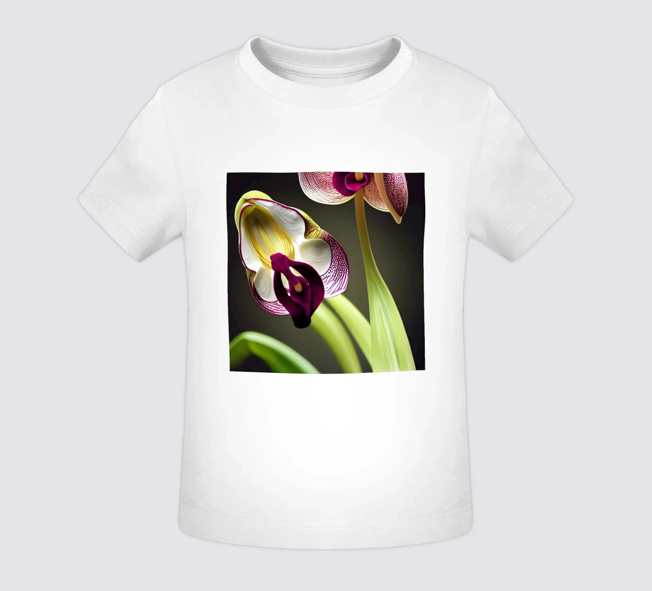 Macro fiore di orchidea Ladys Slipper maglietta neonato da Bold Blooms
