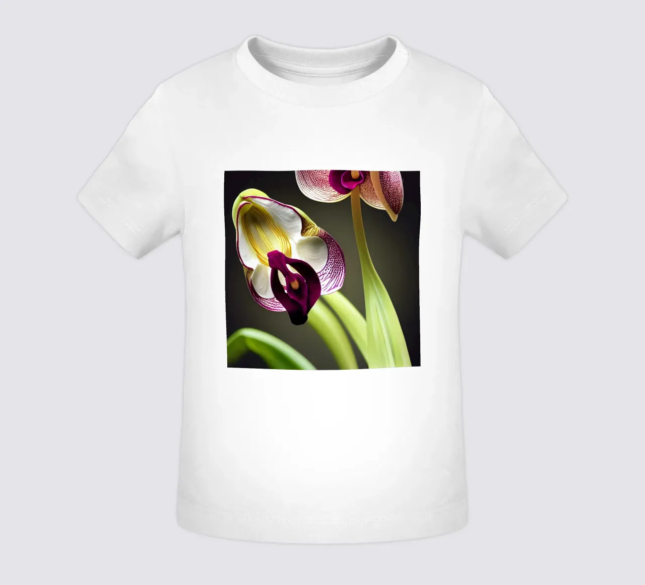 Macro Ladys Slipper Orchid Flower baby t-shirt by Bold Blooms