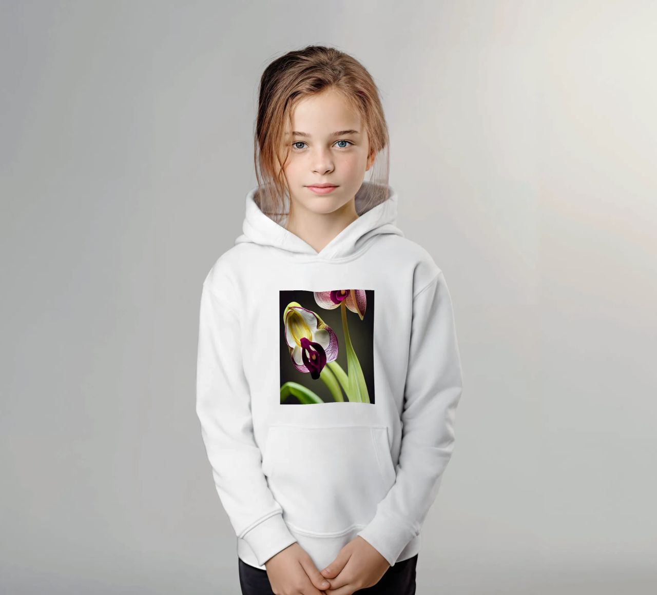 Macro fiore di orchidea Ladys Slipper felpa bambino con cappuccio da Bold Blooms