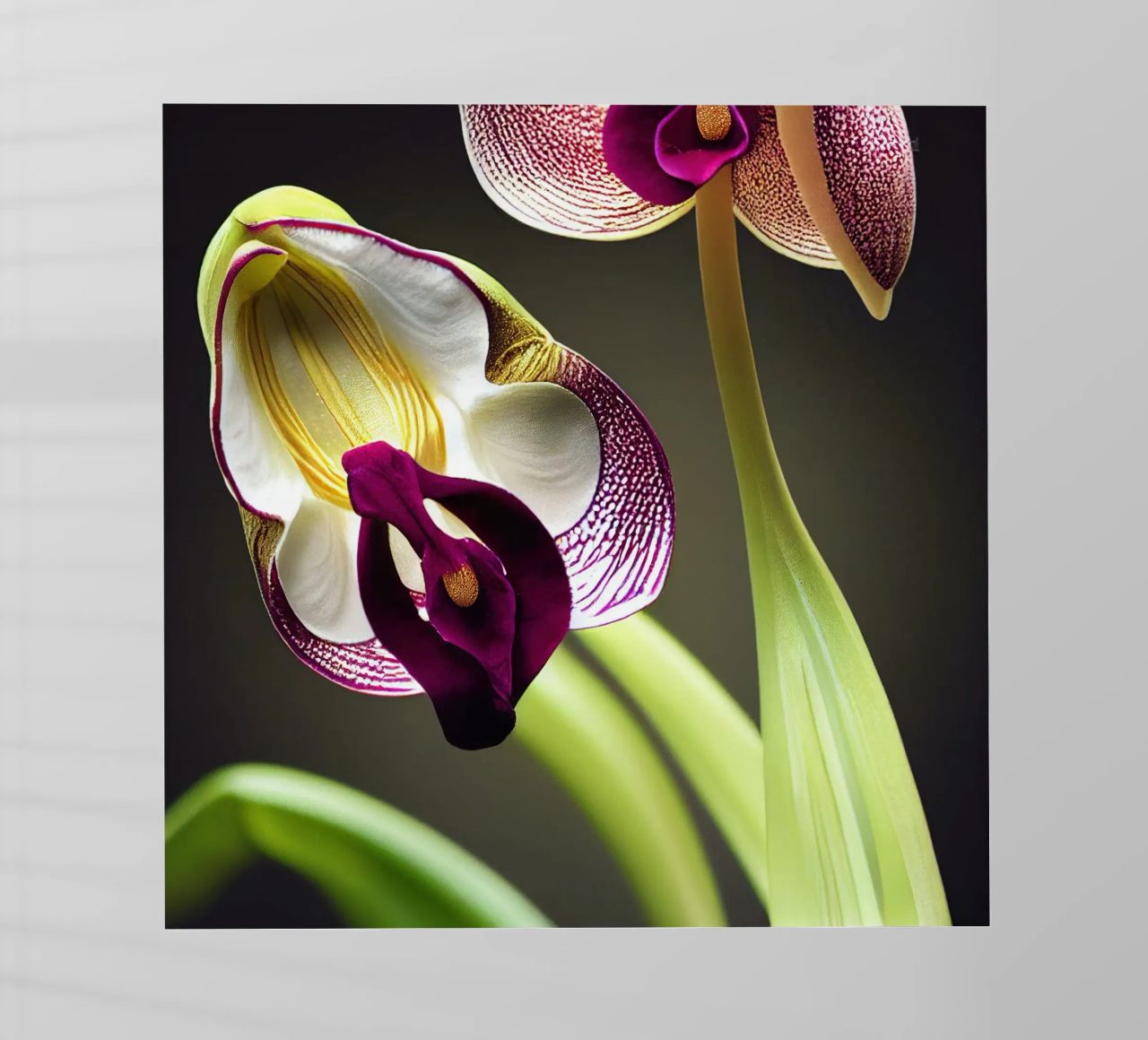 Macro fiore di orchidea Ladys Slipper pellicola backlit da Bold Blooms