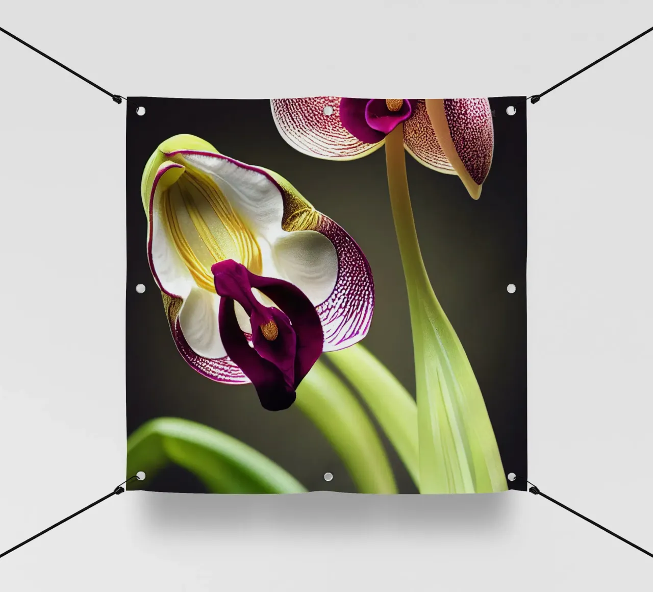 Makro Frauenschuh Orchidee Blume PVC Plane von Bold Blooms