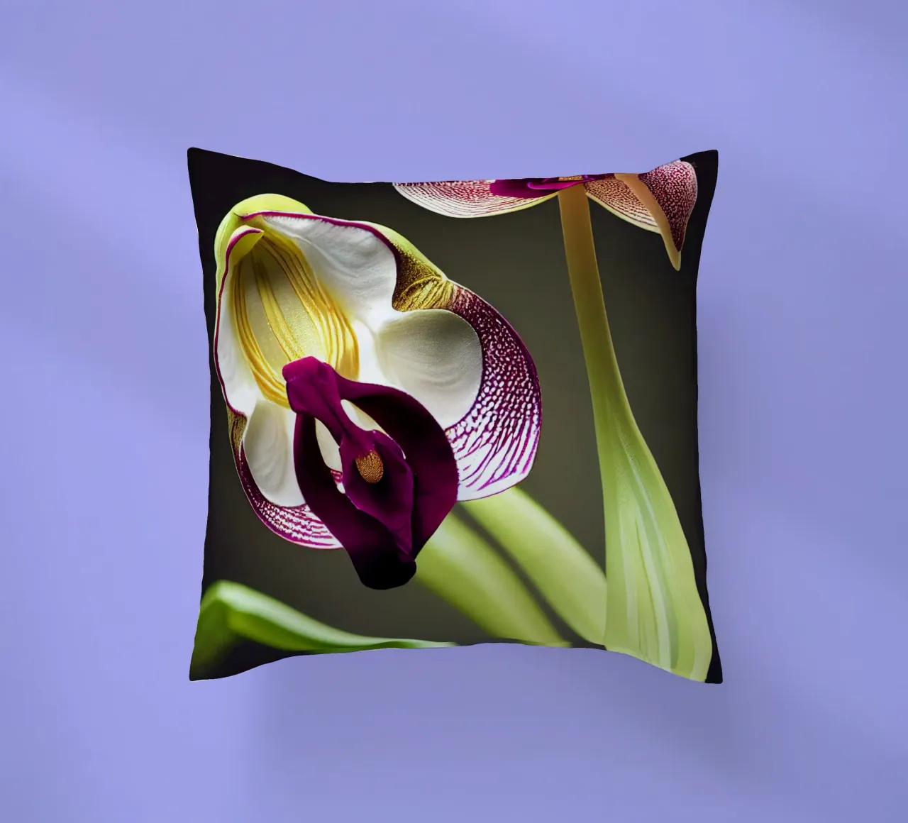 Makro Frauenschuh Orchidee Blume Kissen von Bold Blooms