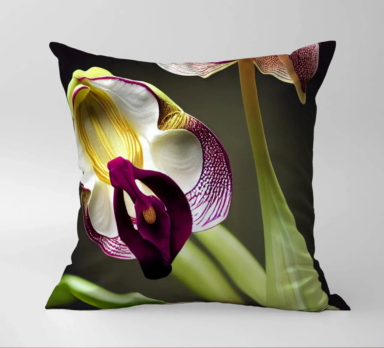 Fleur d'orchidée Macro Ladys Slipper coussin de Bold Blooms