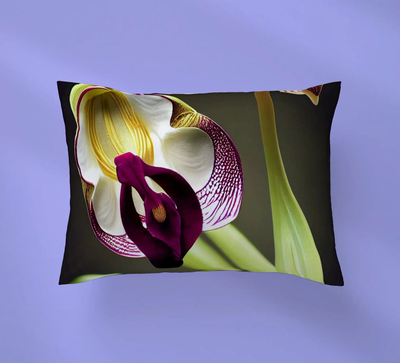 Macro fiore di orchidea Ladys Slipper cuscino da Bold Blooms