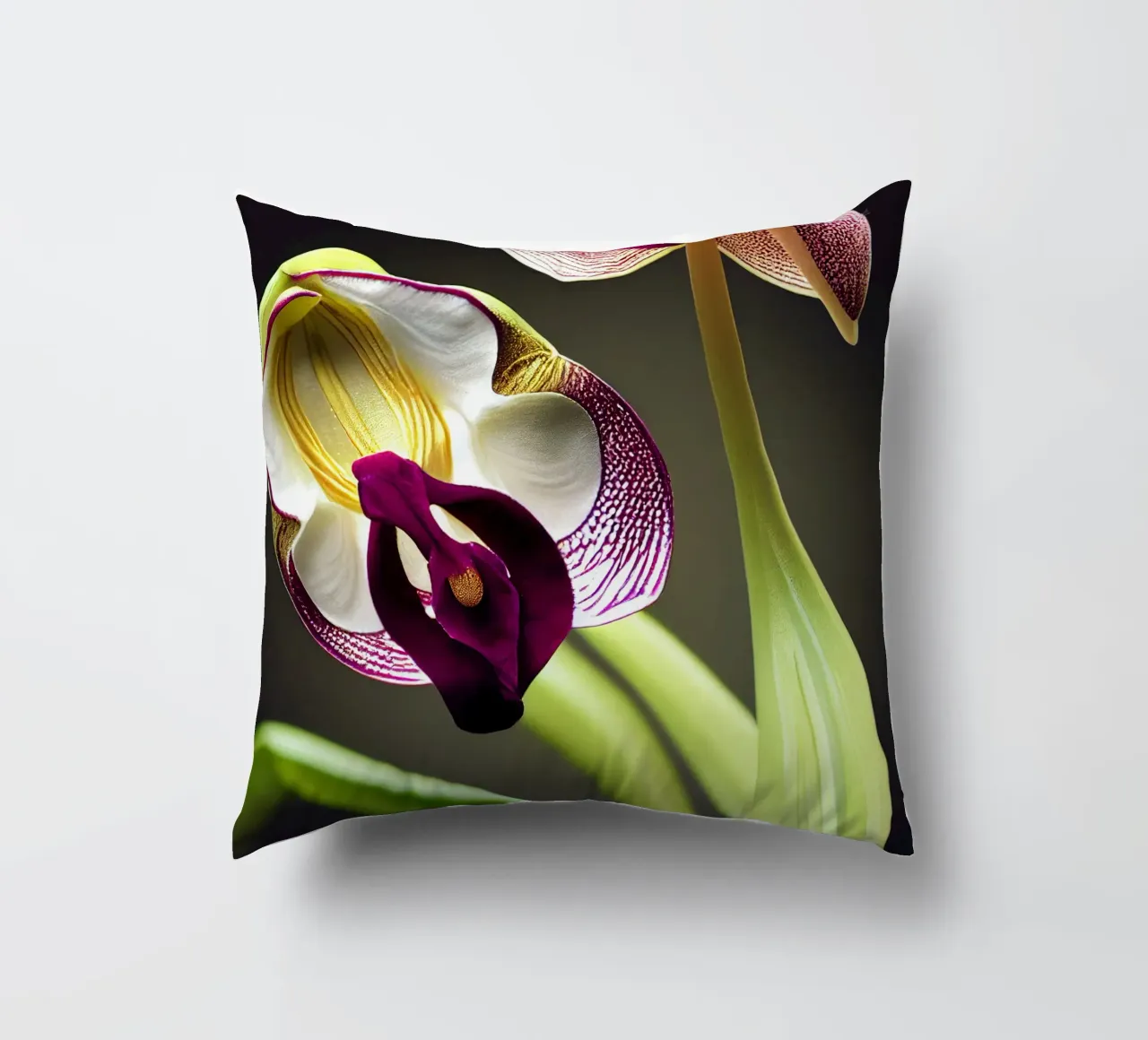 Fleur d'orchidée Macro Ladys Slipper coussin de Bold Blooms