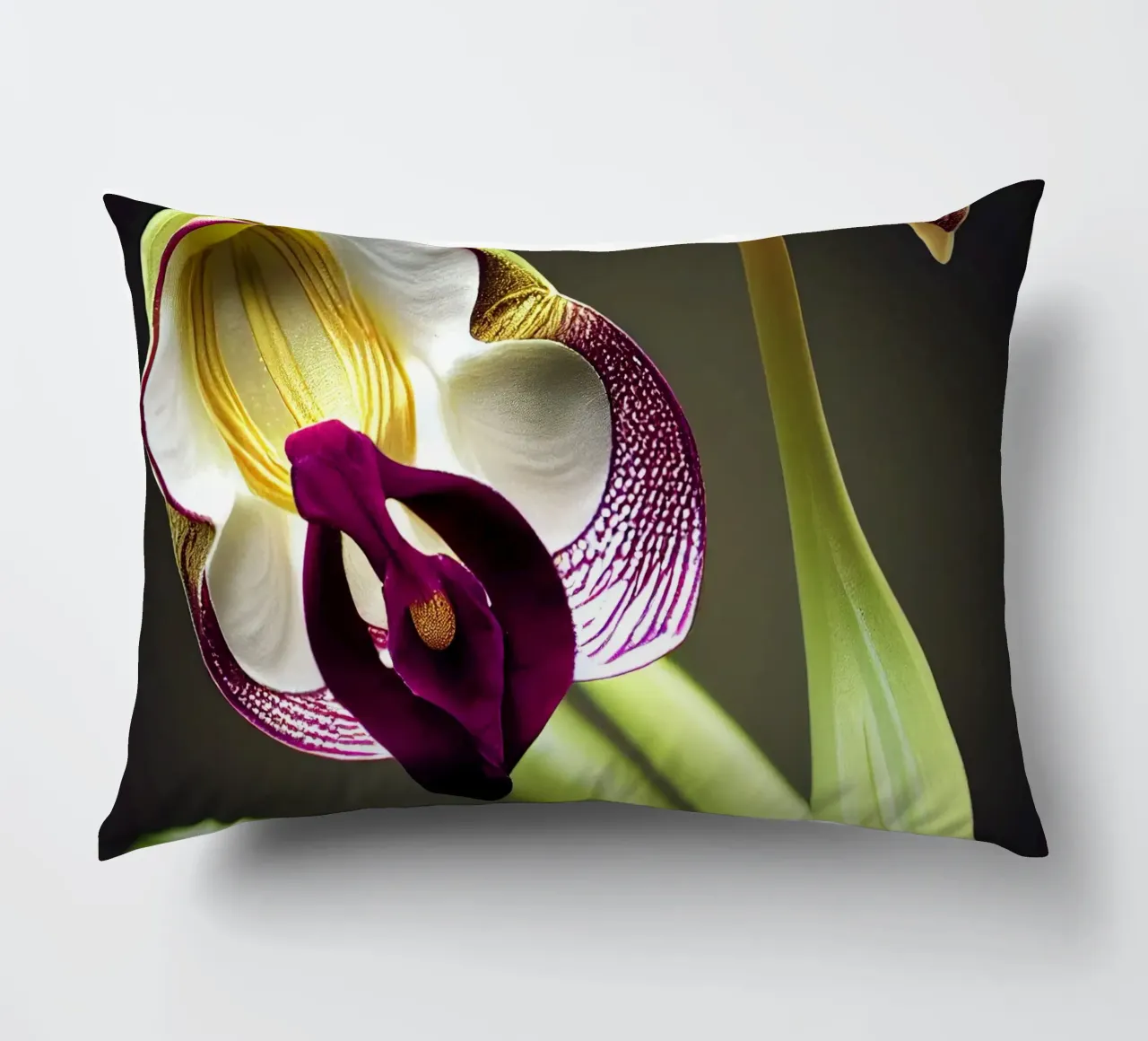 Fleur d'orchidée Macro Ladys Slipper coussin de Bold Blooms