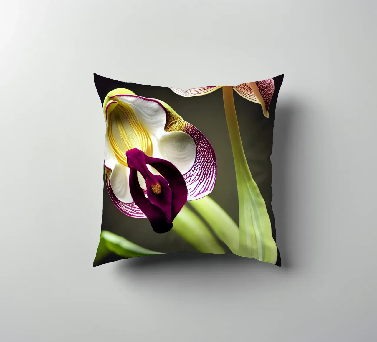 Fleur d'orchidée Macro Ladys Slipper coussin de Bold Blooms