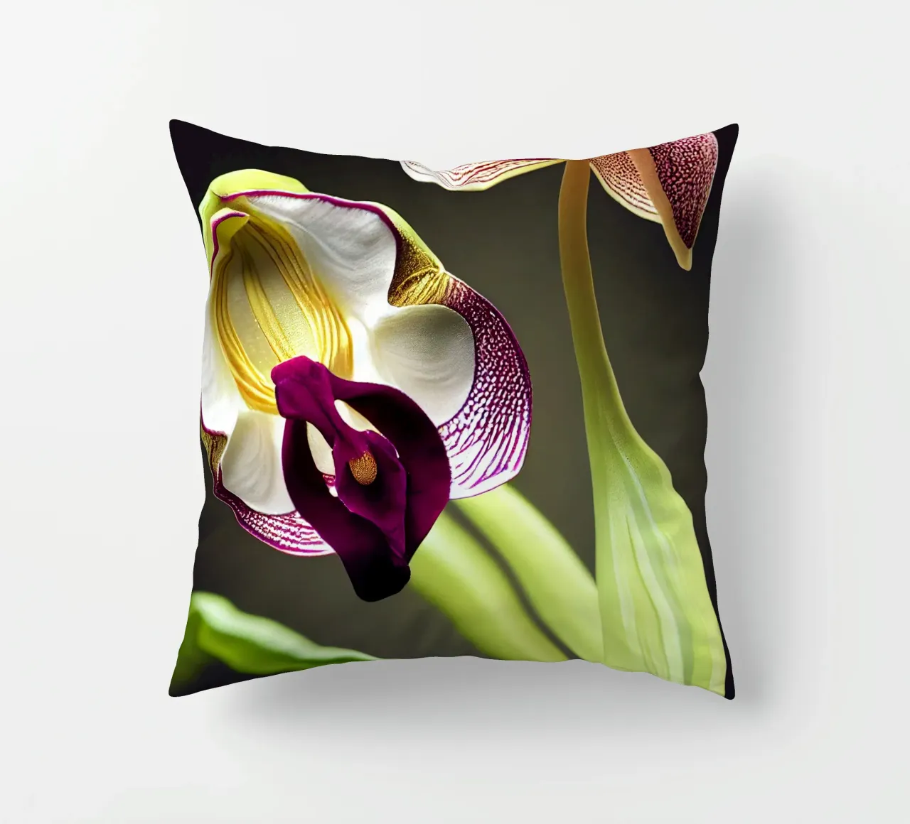 Fleur d'orchidée Macro Ladys Slipper coussin de Bold Blooms
