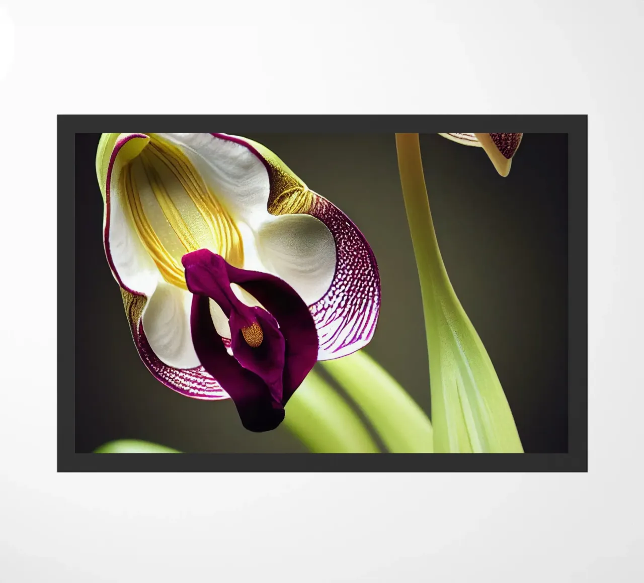 Makro Frauenschuh Orchidee Blume Fußmatte von Bold Blooms