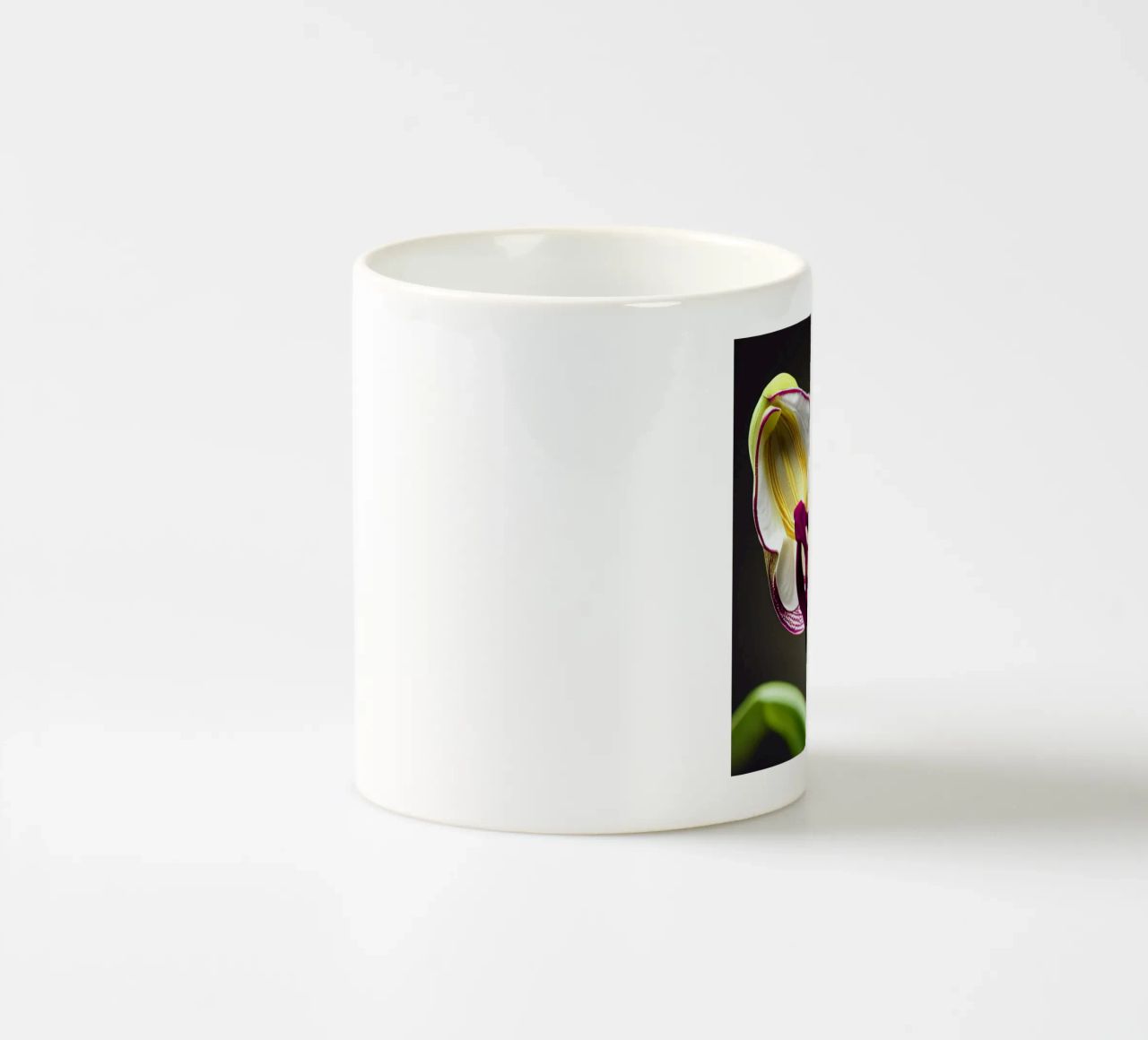 Macro fiore di orchidea Ladys Slipper tazza in ceramica da Bold Blooms