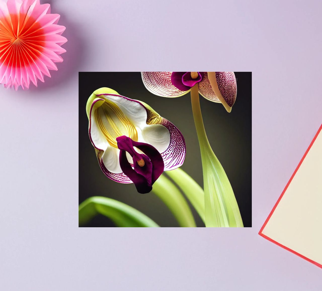Macro fiore di orchidea Ladys Slipper adesivo da Bold Blooms