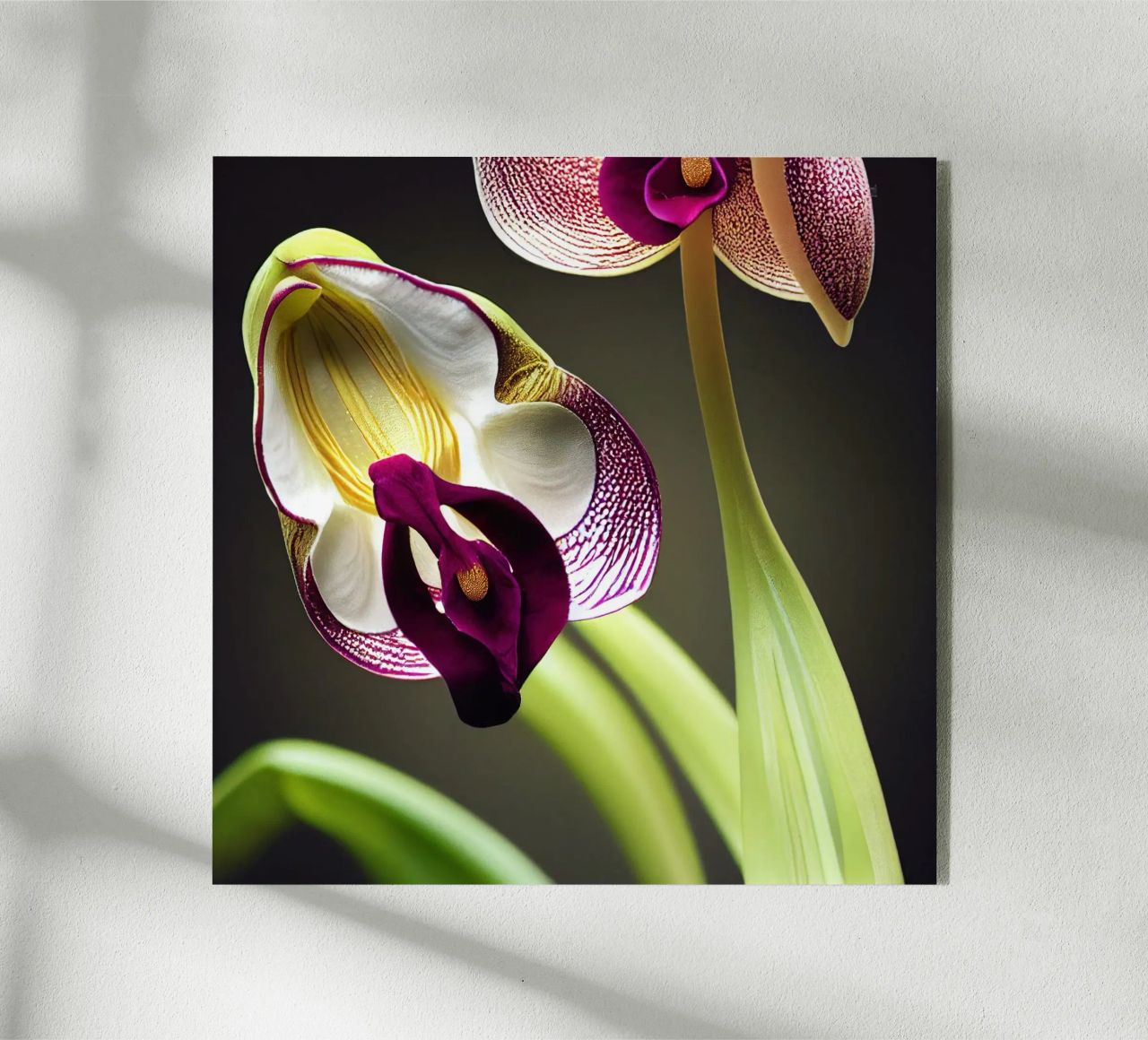 Macro fiore di orchidea Ladys Slipper plexiglass da Bold Blooms