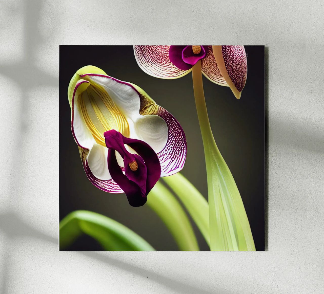 Macro fiore di orchidea Ladys Slipper alluminio dibond da Bold Blooms
