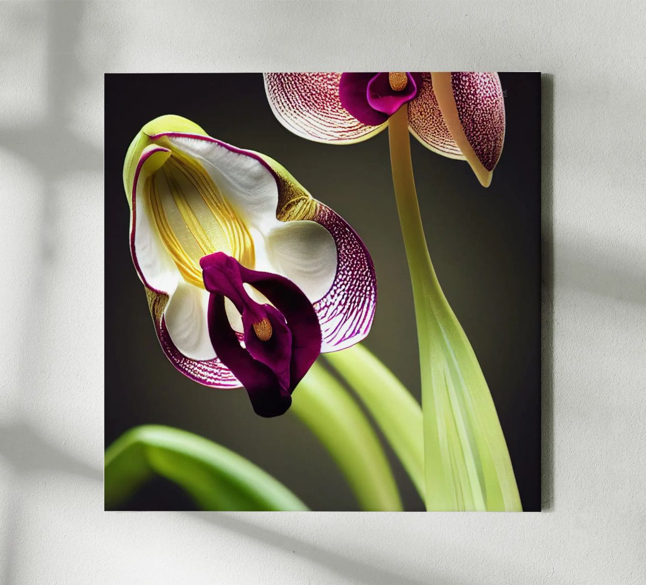 Macro fiore di orchidea Ladys Slipper tela da Bold Blooms
