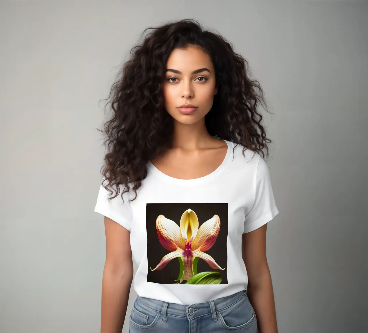Macro fiore di orchidea Ladys Slipper t-shirt da donna da Bold Blooms
