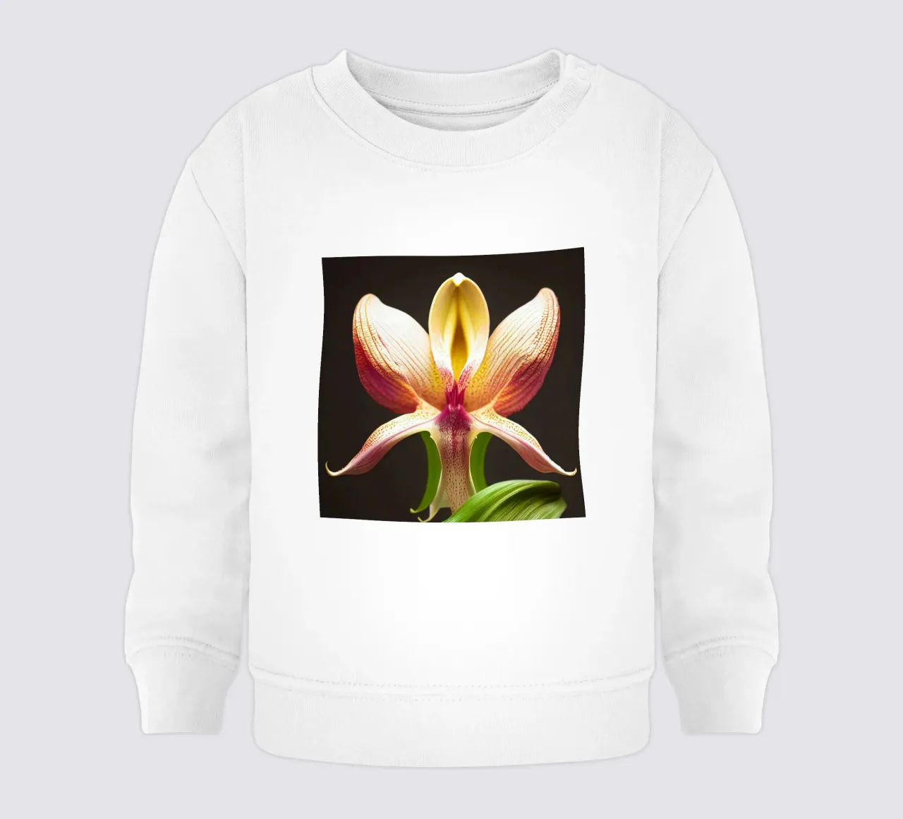 Macro fiore di orchidea Ladys Slipper felpa neonato da Bold Blooms