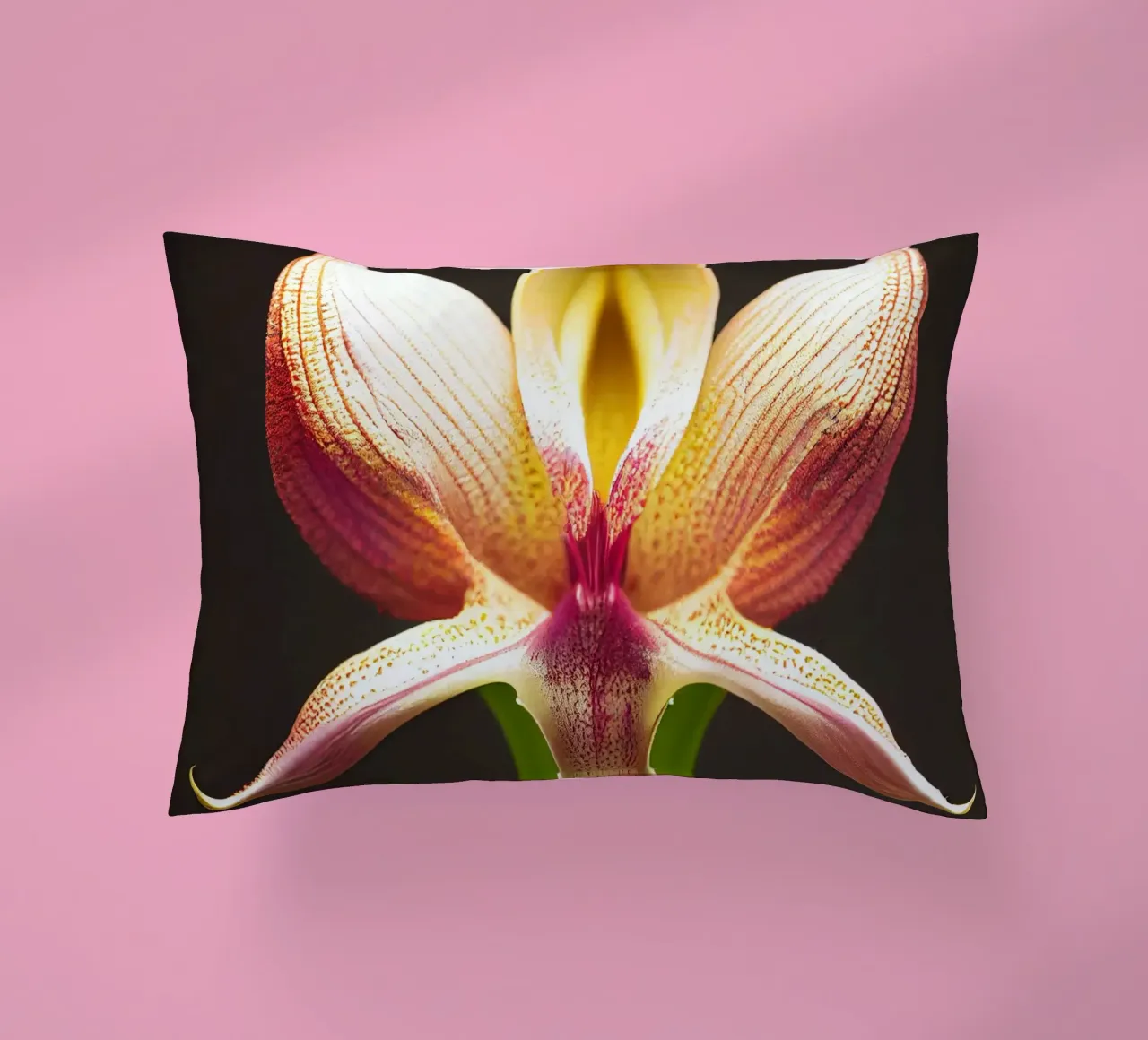 Macro fiore di orchidea Ladys Slipper cuscino da Bold Blooms