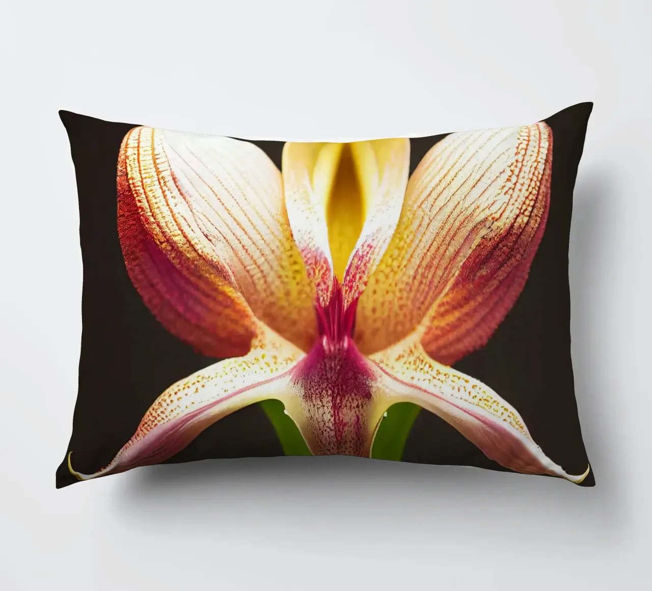 Macro fiore di orchidea Ladys Slipper cuscino da Bold Blooms