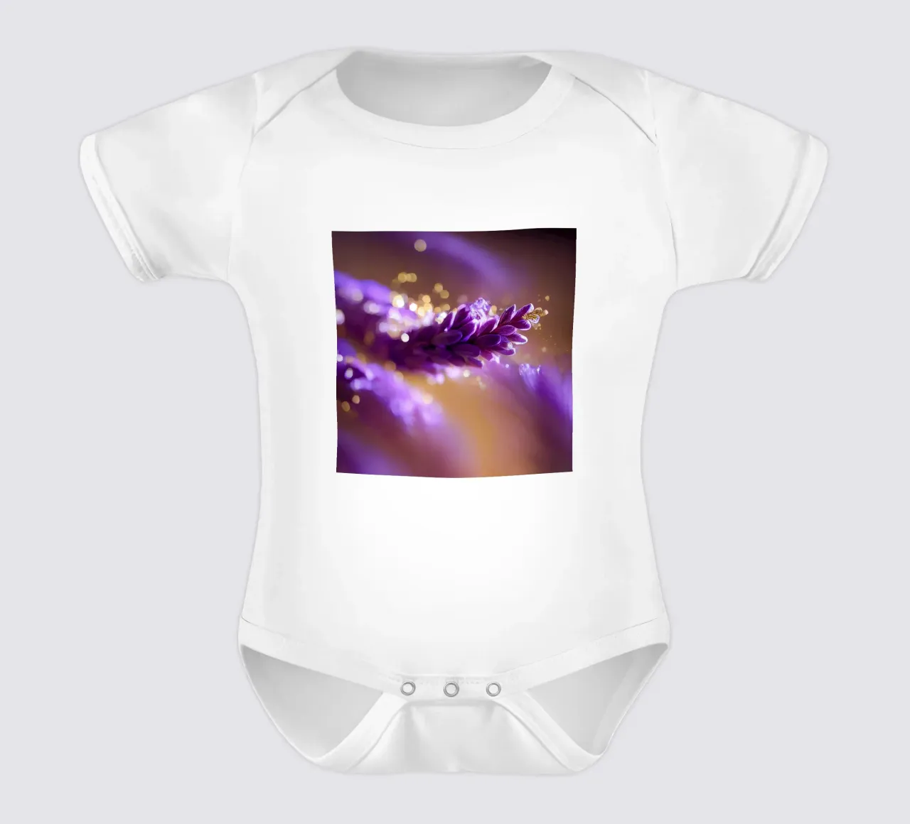 Macro fiore di lavanda body neonato maniche corte da Bold Blooms