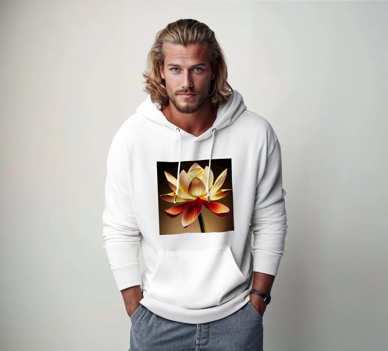Macro fiore di loto felpa con cappuccio da Bold Blooms