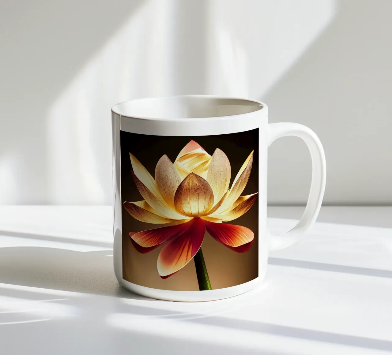 Makro Lotusblume Keramik Tasse von Bold Blooms