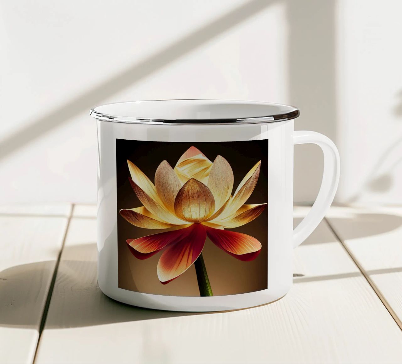 Macro fiore di loto tazza in smalto da Bold Blooms