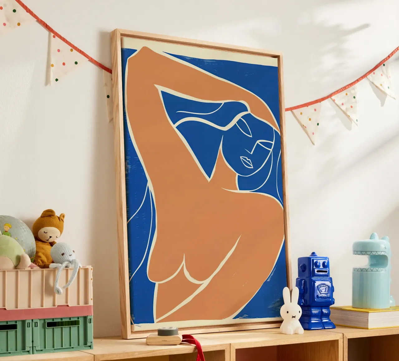 Nackte Frau mit langen Haaren im Wind | Kunstdruck Leinwand mit Schattenfugenrahmen von Autofocus